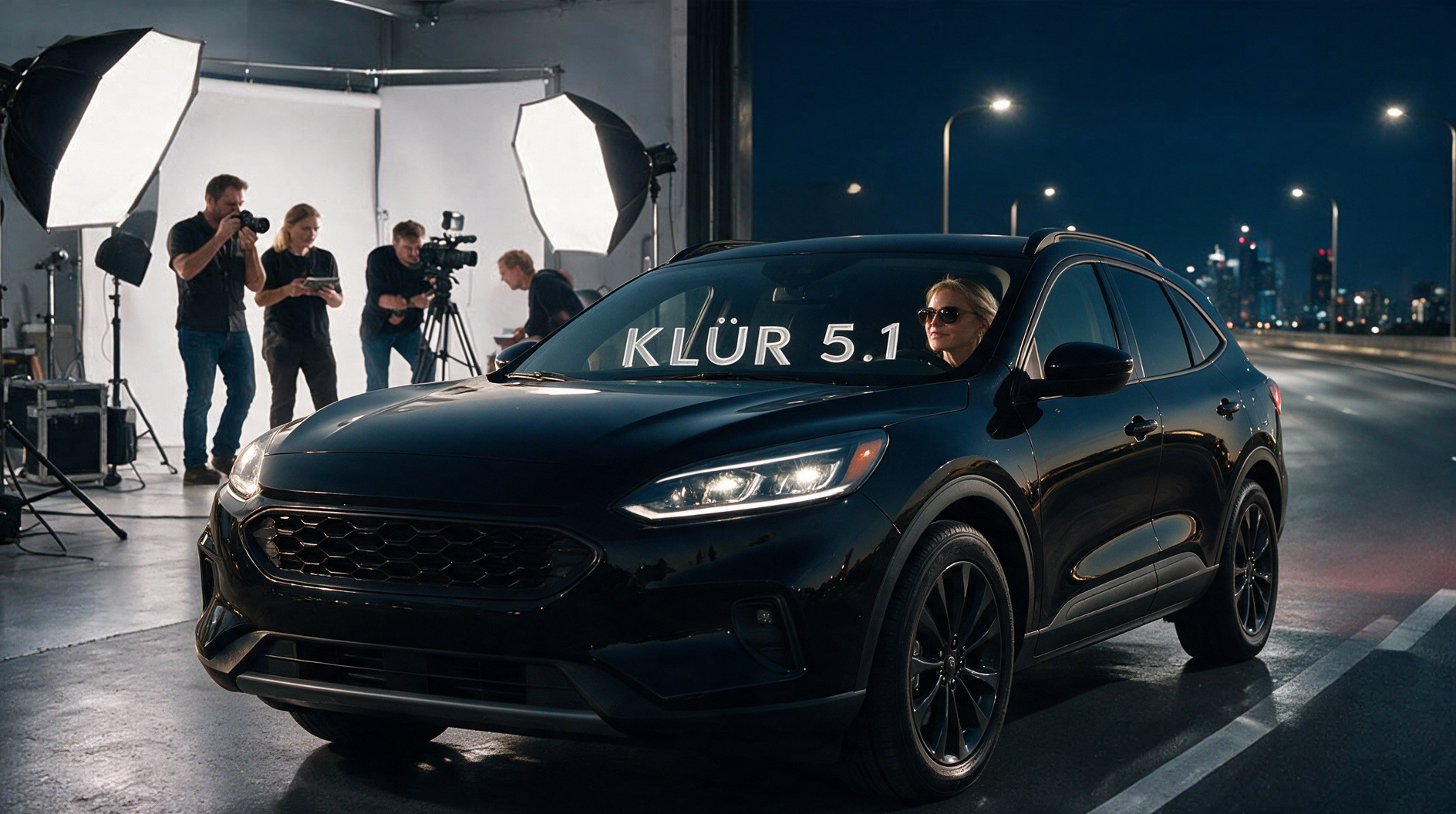 Estudo com uma mulher dentro do carro